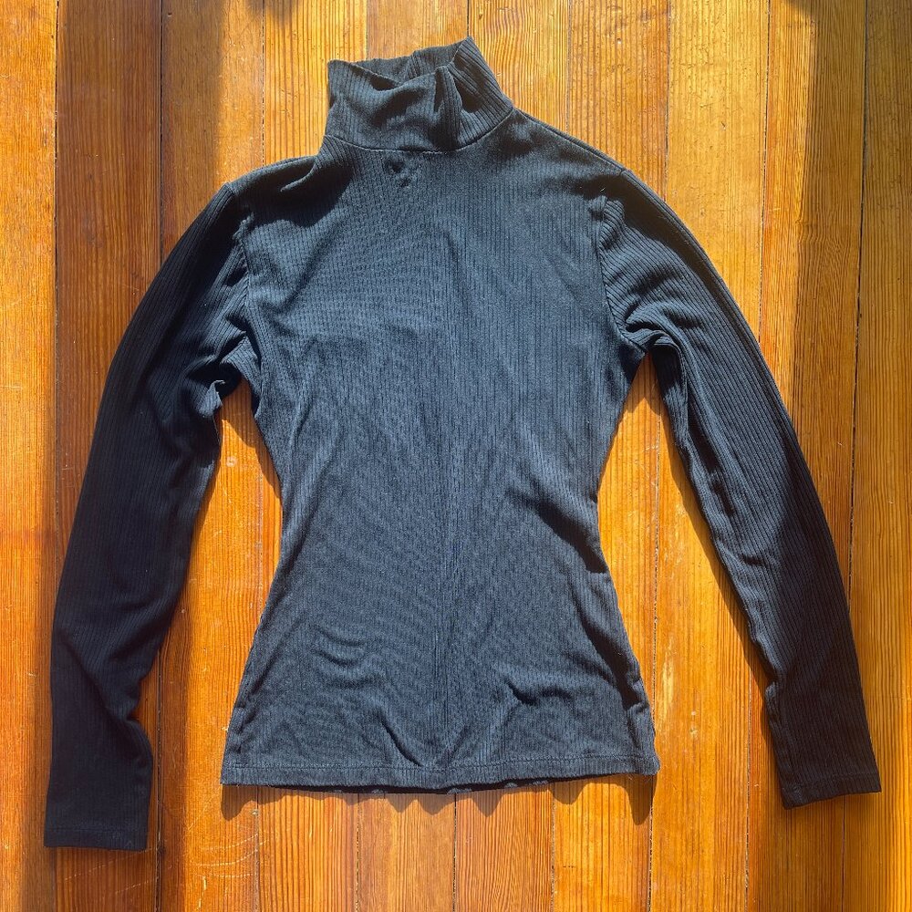 Reformation Black Ripped Turtleneck XS